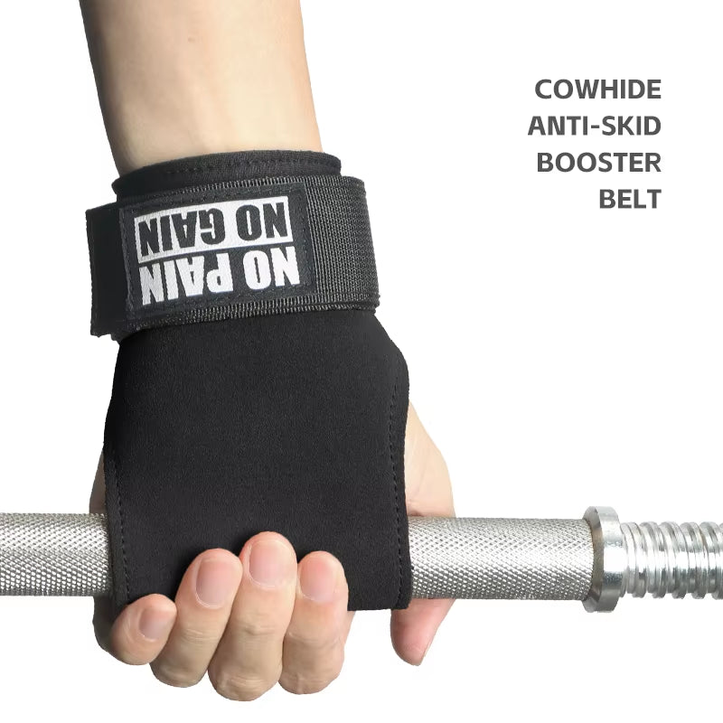 Cowhide Gym Grips Gloves Weightlifting Fitness Pull up Crossfit Workout Equipment Anti-Slip Wear-Resistance Palm Protection